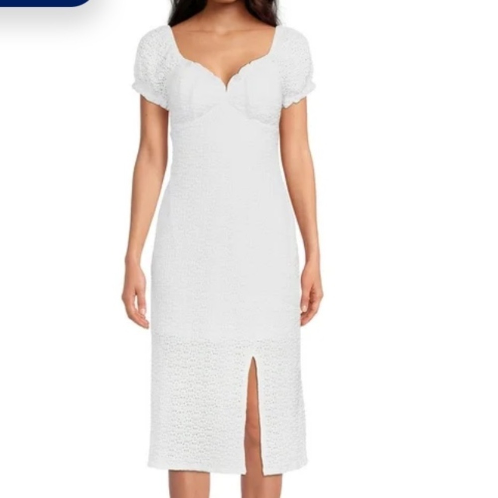 White Midi Dress with slit